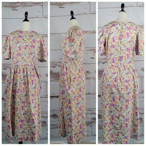Vintage Lanz Originals 80s Floral Midi Dress Size 12